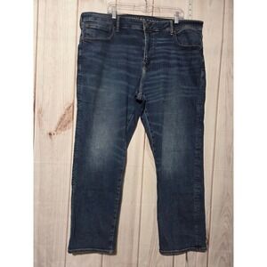 Mens 42 30 American Eagle‎ Dark Wash Denim Jeans, Relaxed Fit, Classic Style